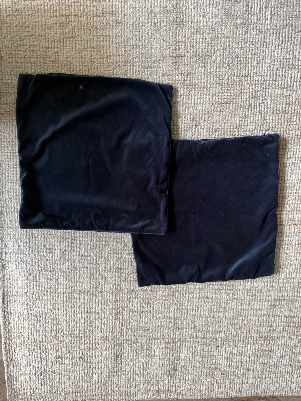 Pair of Solid Navy Velvet Pillow Covers 22”